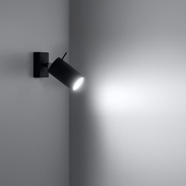 VÆGLAMPE RING 1 GU10 SORT SOLLUX SL.1049