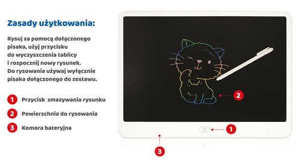 Stor farvetegnetablet med stylus - 16 tommer