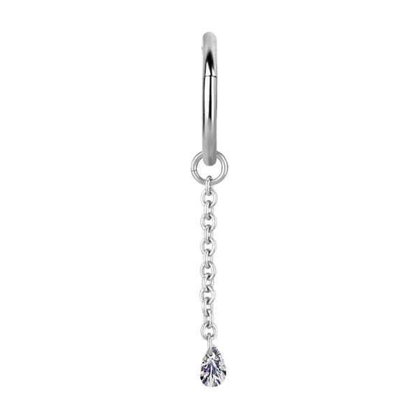 Berlockkedja med vit zirkon - silver - D-074 20 mm