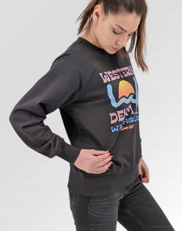 Wrangler Raglan Sleeve Crew bleknad bomullsdamtröja med tryck S