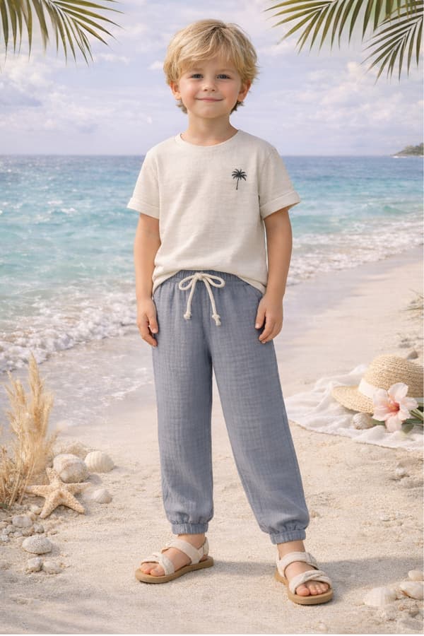 Børne muslinshorts 122 sommerbukser til børn i grå