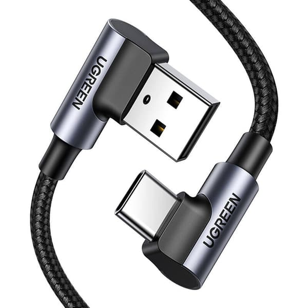 USB till USB-C-kabel, vinklad UGREEN US176, 3A, 2m (svart)