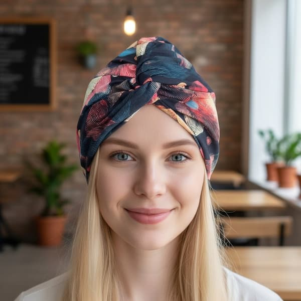 Moderne dameturban til hovedtwist Flora 490 hat, også efter kemoterapi