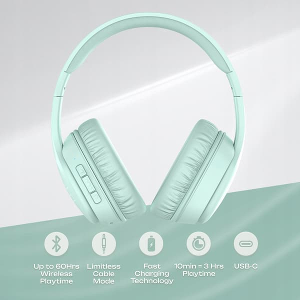 PowerLocus P7 Mint Over-Ear Bluetooth-hörlurar AUX BT Mikrofon 50 timmar