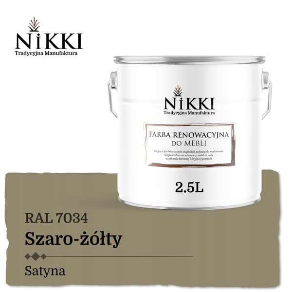 Färg för kökskåpsfrontar gulgrå RAL7034 satin 2,5L