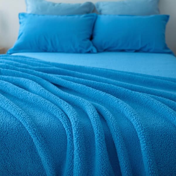 Lakan Thermosoft fleece - blå 90x200