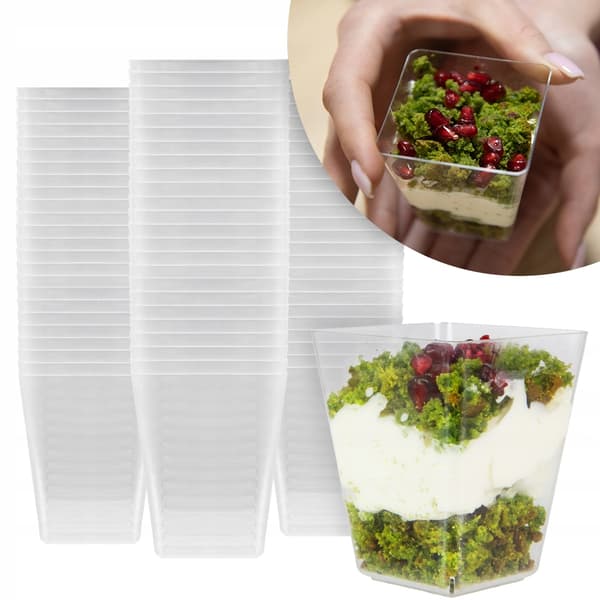 KOPPER DESSERTBEHOLDERE 150 ml 24 stk. FIRKANTEDE kopper til snacks