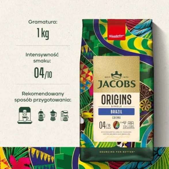 JACOBS Origins Enkelt Brasilien Kaffebønner 1kg