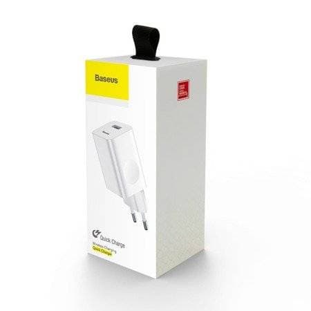 Baseus Opladnings Hurtigoplader, USB, QC 3.0, 24W (hvid)