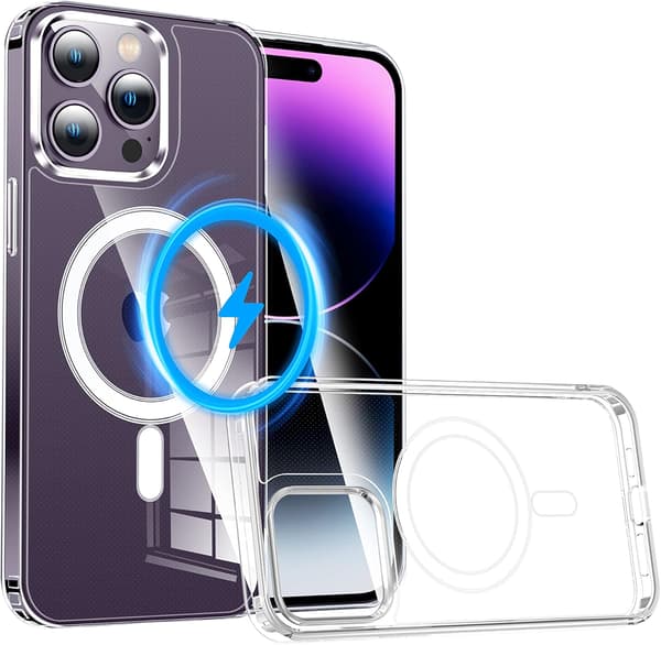 ETUI TIL APPLE IPHONE 14 PRO SILIKONE TRANSPARENT MAGSAFE