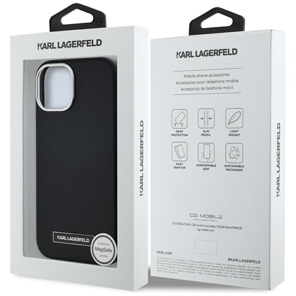 Karl Lagerfeld FW Metal Plate MagSafe-etui til iPhone 15, sort