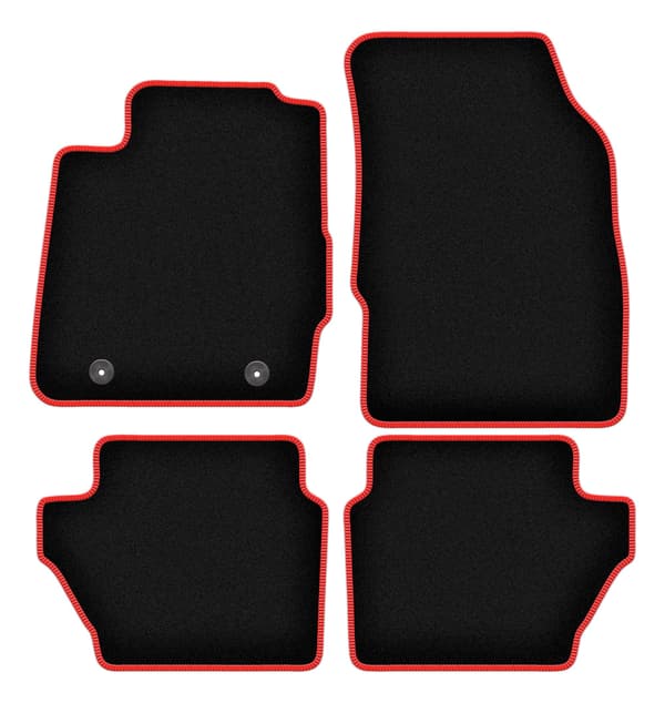 Velour gulvmåtter med rød kant til: Ford Fiesta MK7 hatchback (2008-2011)