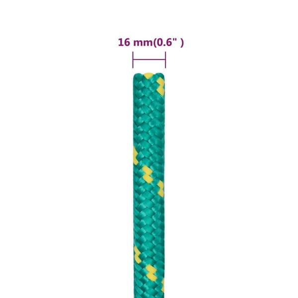 vidaXL Segelrep, Grönt, 16 mm, 100 m, Polypropylen