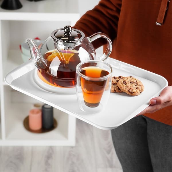 Hvid plastik serveringsbakke 35,5x27 cm