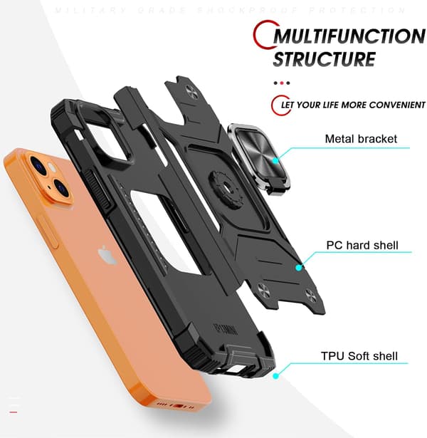 FODRAL TILL APPLE IPHONE 13 MINI ARMOR SVART + 2 ST HÄRDAT GLAS