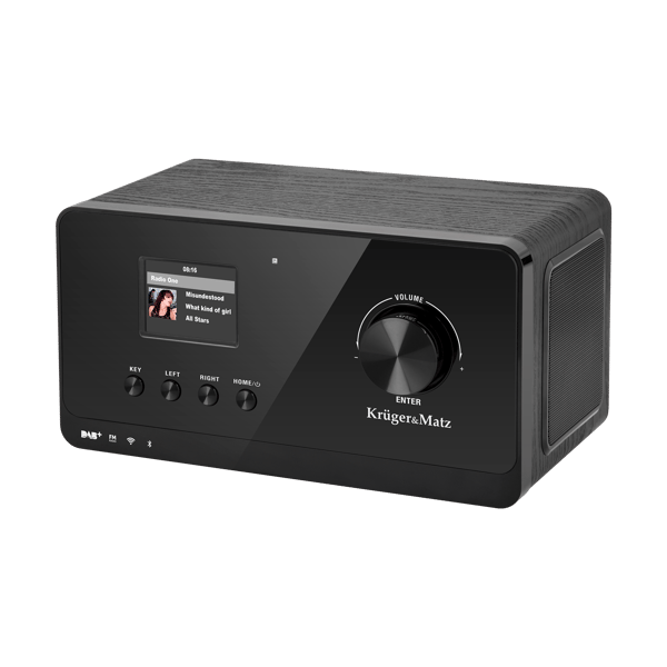 Internetradio Kruger&Matz trådlös alarmklocka Bluetooth FM DAB+