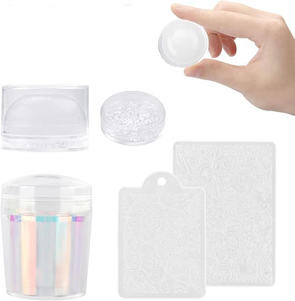 NAGELDEKORATIONSSTÄMPEL + 2x MÖNSTERPLATTA + HOLO TRANSFERFOIL