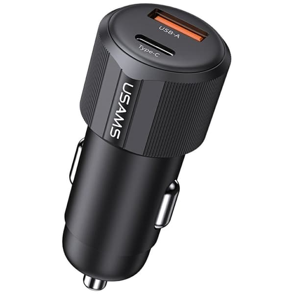 USAMS YT-serien CC283 60W billader 1xUSB-A 1xUSB-C sort