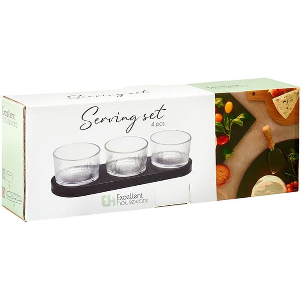 Snacksskålar i glas på bricka 4 delar