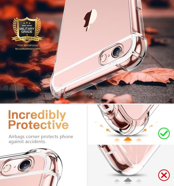 ETUI TIL APPLE IPHONE 6/6S KLAR BESKYTTENDE BAGSIDER MED SOLID OG HOLDBAR