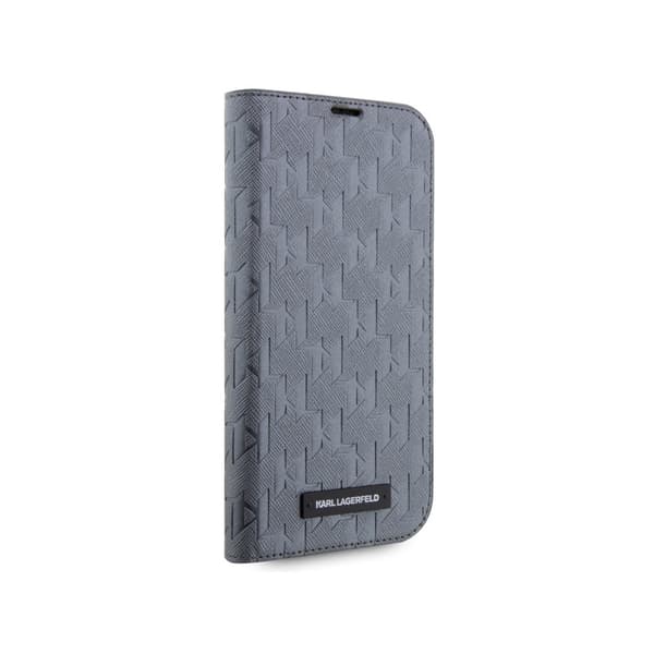 Karl Lagerfeld Booktype Saffiano Monogram - iPhone 14 Pro-skal (Silver)