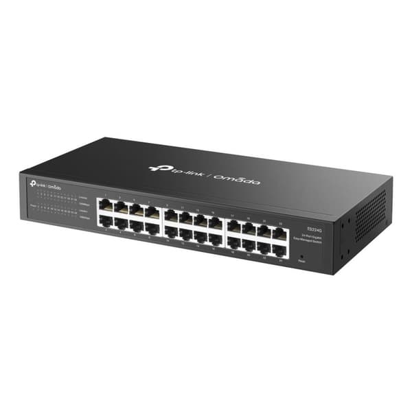 TP-LINK ES224G Managed Switch, 24 Gigabit-portar, Svart