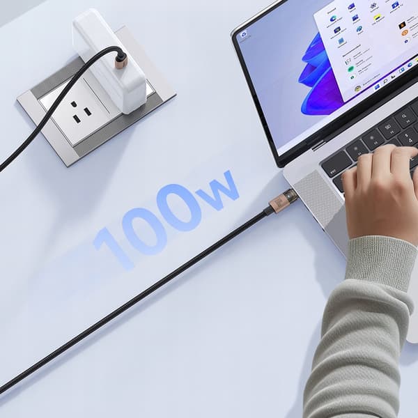 MCDODO USB-C-KABEL SNABBLADDNING USB TYP C 5A 100W 1M LED GULD