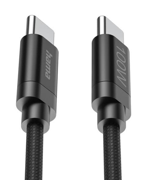 HAMA USB-C -kaapeli - 100W nailon 3 m musta