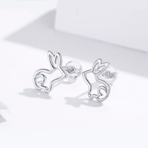 Silverörhängen med kaninstift, 925 silver