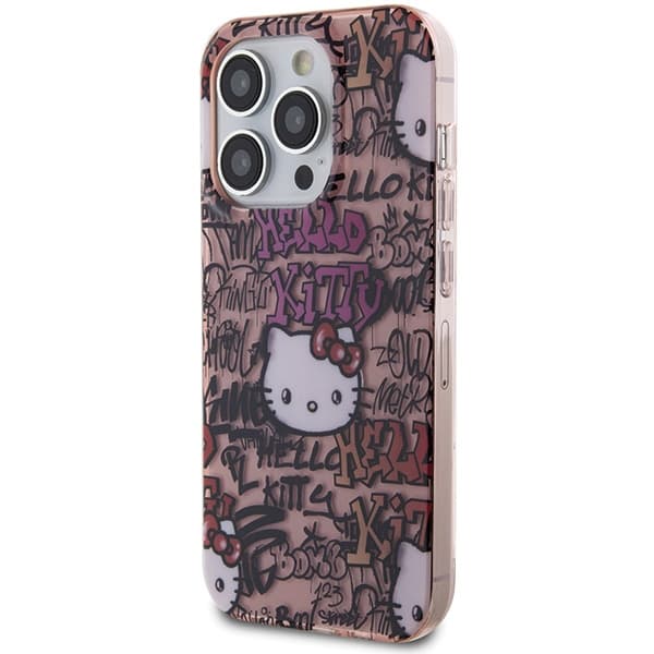Hello Kitty HKHCP14LHDGPTP iPhone 14 Pro 6.1 rosa hårt skal IML Tags Graffiti