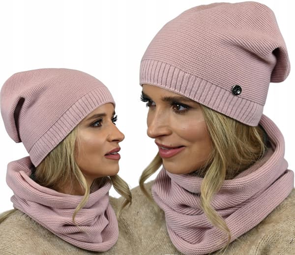 Elegant damhatt med halsduk, rosa B1