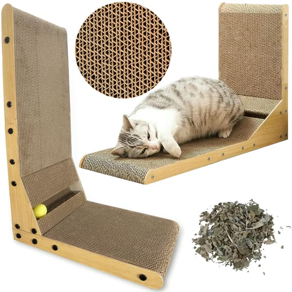 Hjørne kradsetræ til katte med bidsk bold 60 cm + katteurt