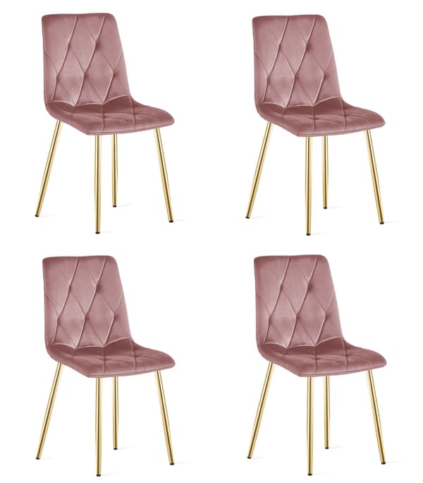 LIBRA stol - pink velour / guldben x 4