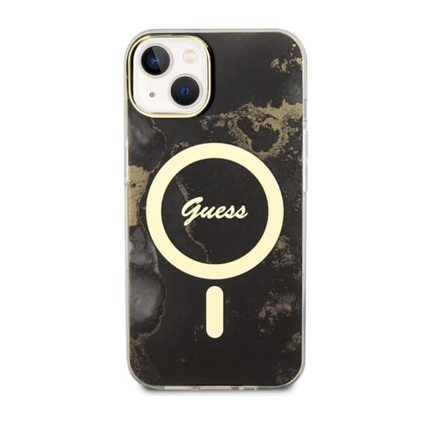 Guess Golden Marble MagSafe - iPhone 14 -kotelo (musta)
