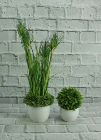 Keramisk kuglepotte til blomster hvid 8,5 cm