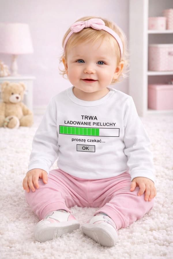 Babybody 86 "Blöjpåfyllning" tryck, 100% bomull, VIT