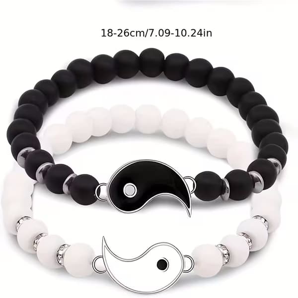 Armbandset Yin Yang vit och svart 2 st