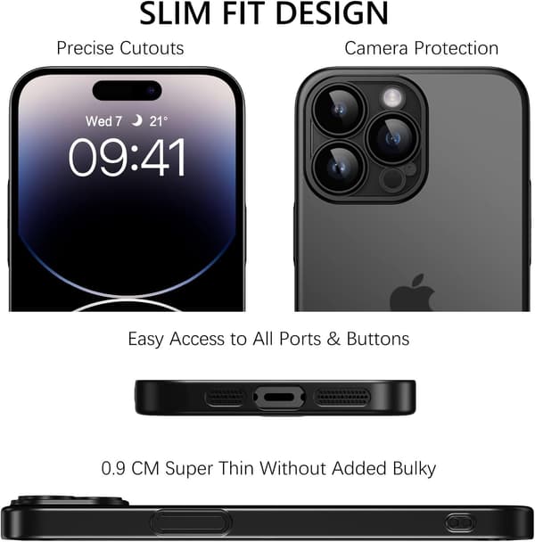 ETUI TIL APPLE IPHONE 14 PRO MAX KLAR SORT RAMME A2894 A2651
