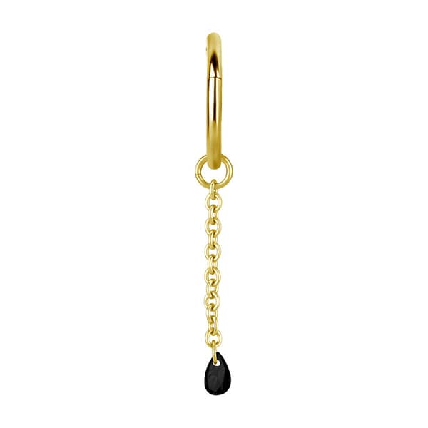 Charmskæde med sort zirkon - guld - D-074 20 mm