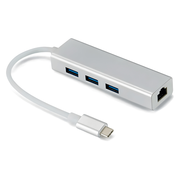 Hub USB 3.1 typ C 3x USB 3.0 Ethernet RJ-45 LAN adapter station