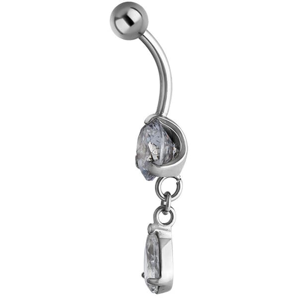 Silver navelring med vit zirkon - KP-009 1.6/8