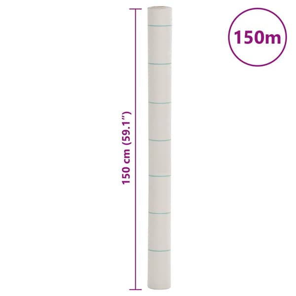 vidaXL Ogrässkyddande Agrotextil, Vit, 1,5x150 m, PP