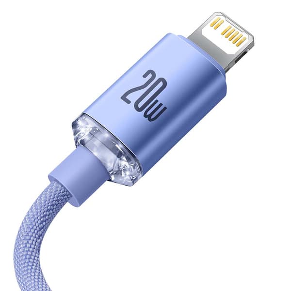 Baseus Crystal USB-C til Lightning-kabel, 20W, PD, 2m (lilla)
