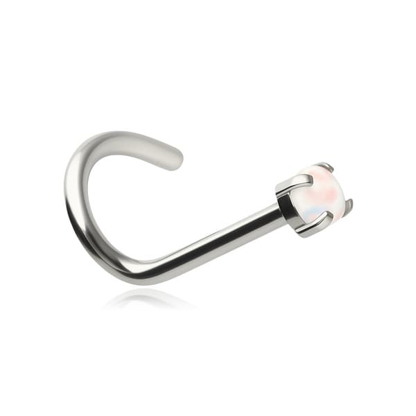 Vit Opal Titan Näsörhänge OP18 - Silver - TN-005 0.8/6.5/2