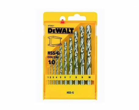 DEWALT BOREMIDDEL METAL HSS-G SÆT 10 DEEL.