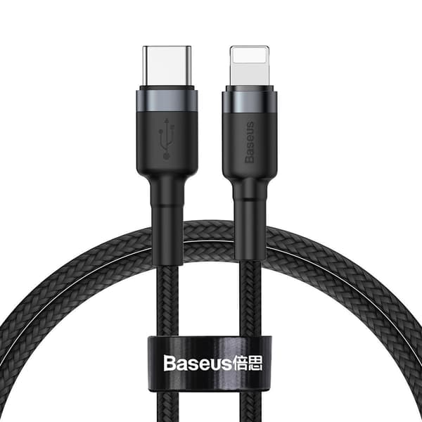 Baseus Cafule USB-C - Lightning PD -kaapeli, 18W, 1m (musta-harmaa)