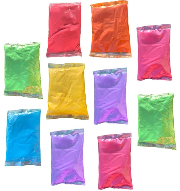 Holi hjertepulver blanding af farver 10 stk.