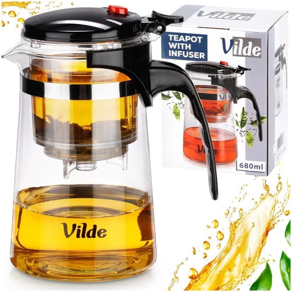 680 ml:n lasikannu yrttiteelle 259415, jossa on pullon pidike