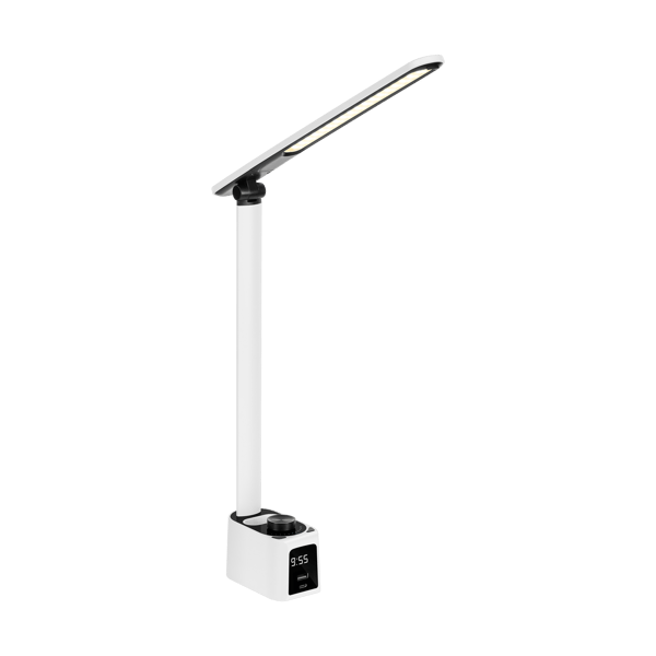 Rebel skrivebordslampka med ur, USB og USB-C stik, Quick Charge regulering
