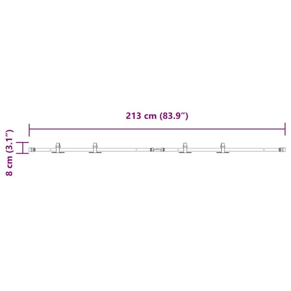 vidaXL skydedørssystem til møbler, 213 cm, kulstofstål